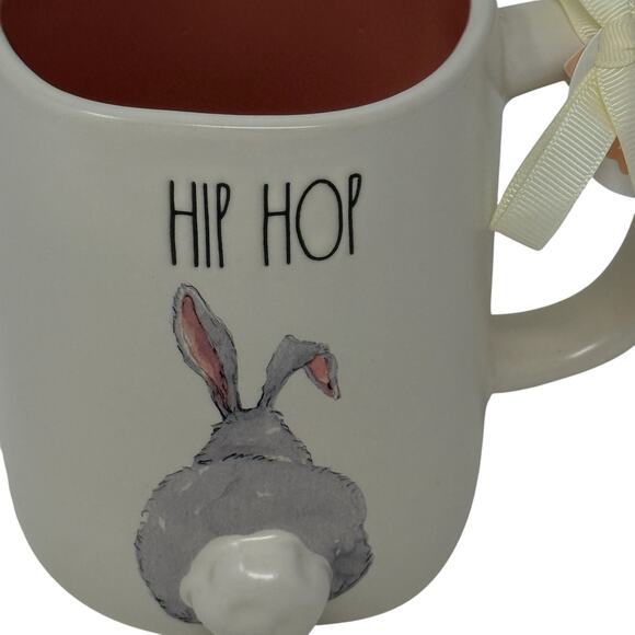 Rae Dunn Easter 2025 Hip Hop Bunny Tail White Pink Ceramic Mug Farmhouse Rustic - Picture 2 of 10